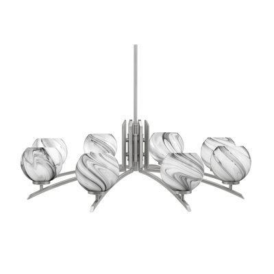 Kurve Light Chandelier With 5.75" Onyx Swirl Glass