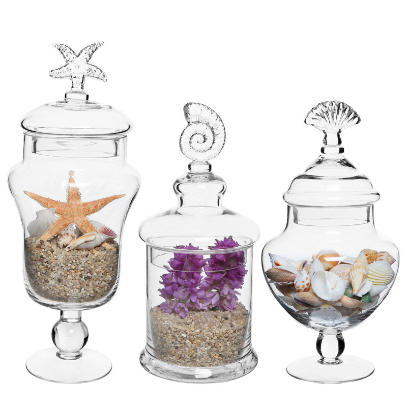 3 Piece Clear Glass Jar Set