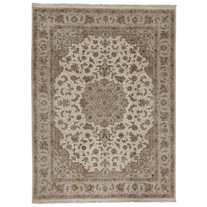Tapis ivoire noué à la main de haute qualité