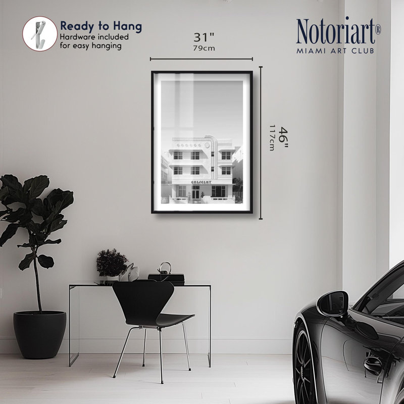 Reproduction d'art rétro par Miami, Notoriart, cadre noir, 31 x 46, H 46 po x l 31 po, Noir