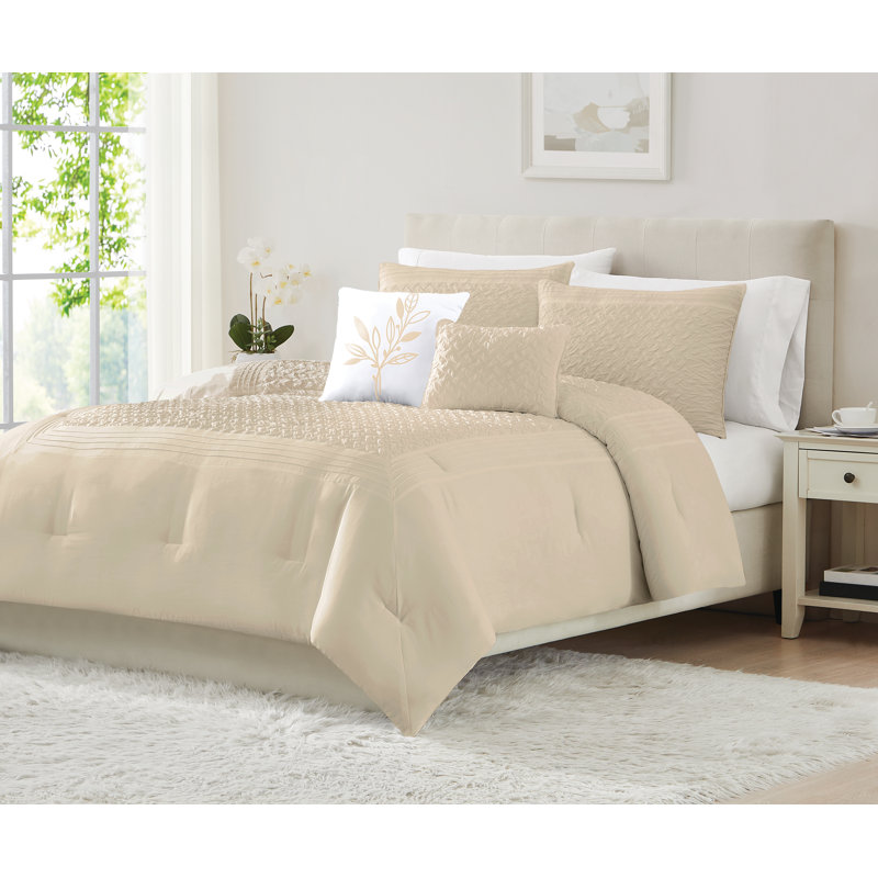 Luna Hotel Style Comforter Set, Queen Comforter + 2 Standard Shams + 1ThrowPillow, Linen