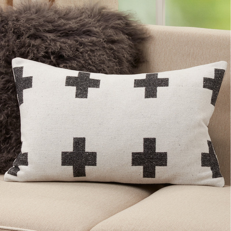 Black and White Geometric Reversible Polyester Pillow Cover