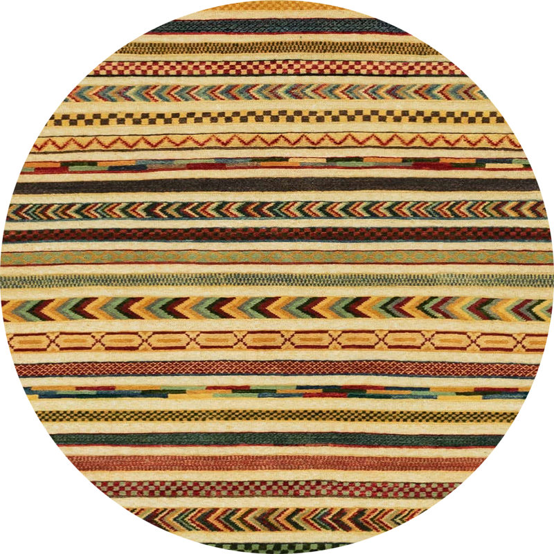 Tapis 100% abstrait 2318 lavable à la machine, Rond 4 pi