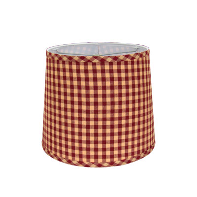 12" Red and Tan Gingham Drum Lampshade