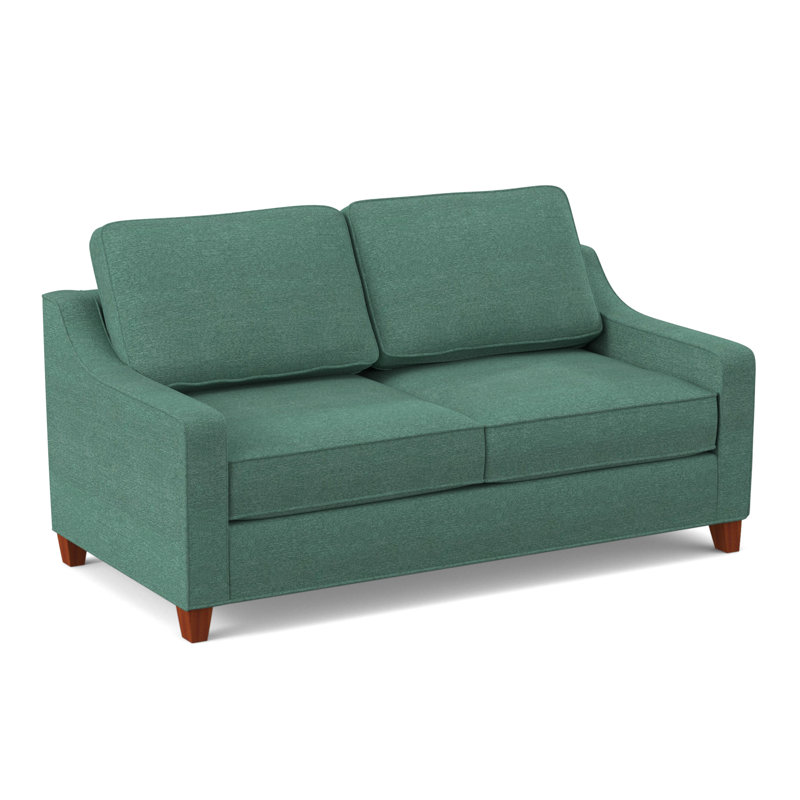 Clark 74" Square Arm Sofa with Reversible Cushions, BM Cherry, Antic Lagoon