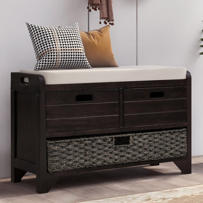 Tionna 43.5" Shoe Storage Bench with Cushion, Entryway Storage with Hidden Storage