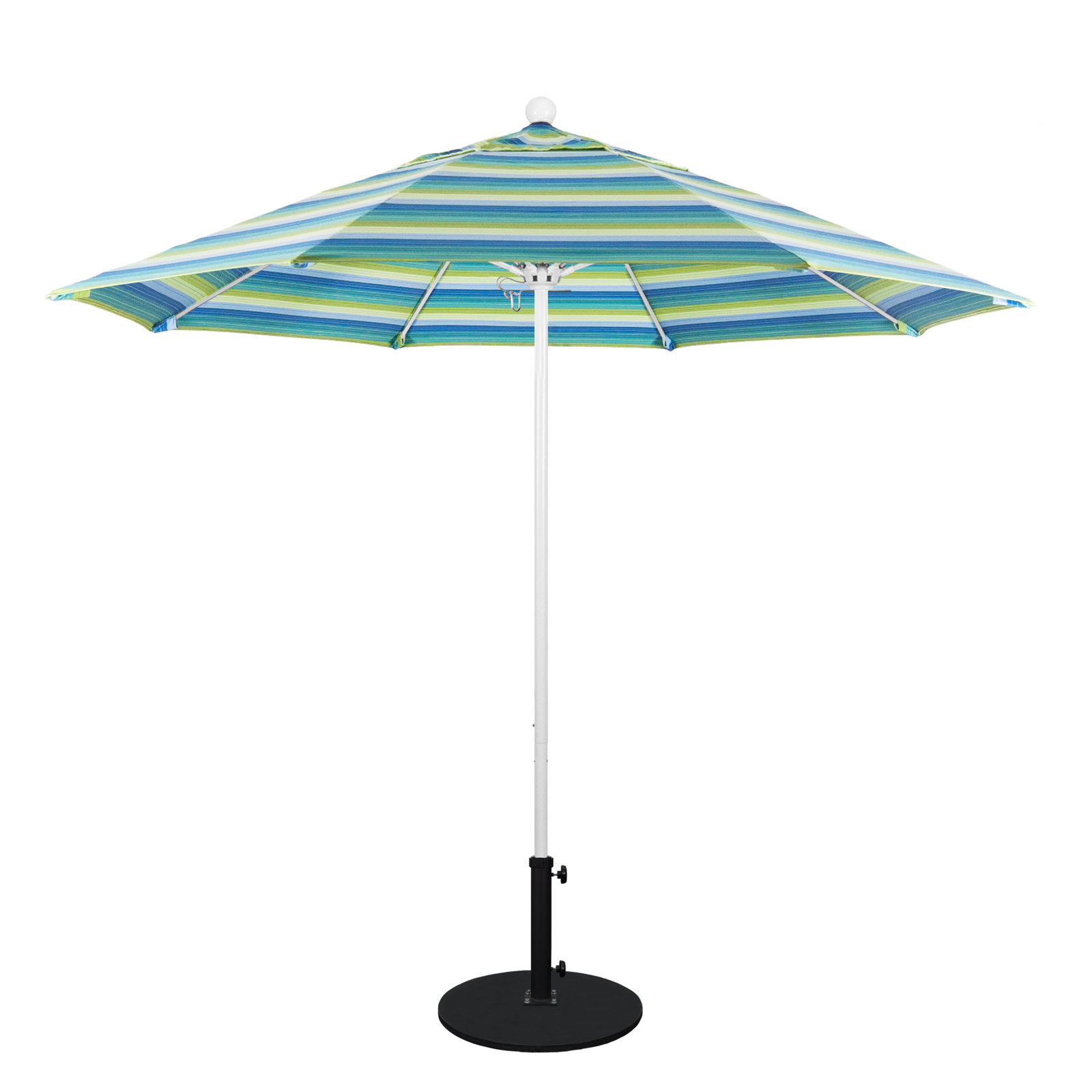 Maria 9' Sunbrella® Umbrella, White, Seville Seaside Stripe Sunbrella®