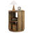 Round Fluted End Table, Farmhouse Round Side Table with 3-Tier Storage Shelves, Circle Bedside Nightstand