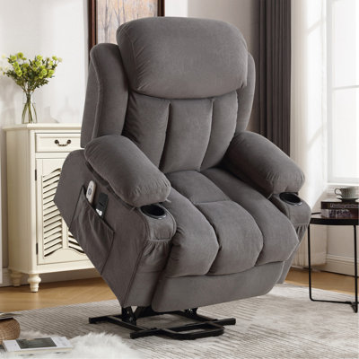 Fauteuil inclinable électrique Power Lift avec chaleur et massage Fauteuil inclinable électrique en tissu pour personnes âgées avec poche latérale, port de charge USB, télécommande pour le salon