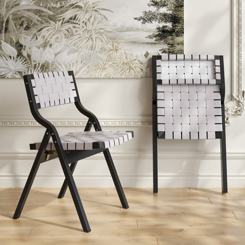 Chaises pliantes élégantes et modernes en bois, Noir, gris clair