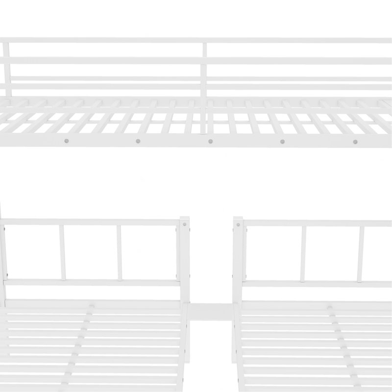 Twin Over Twin & Twin Bunk Beds For 3, Twin XL Over Twin & Twin Bunk Bed Metal Triple Bunk Bed, White, White