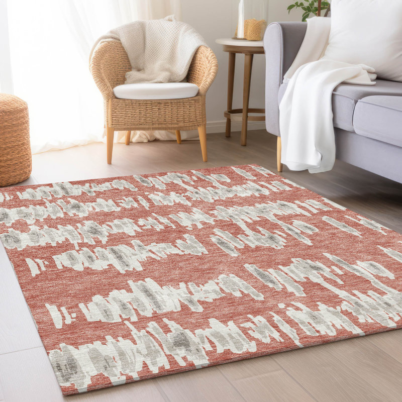Premium Machine Washable Prisco Salmon Rug, Rectangle 10' x 14'
