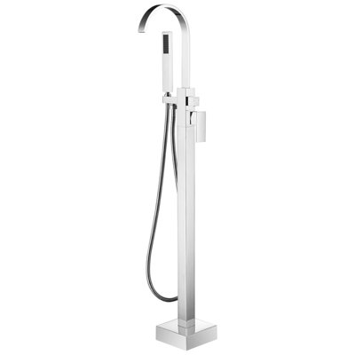 Single Handle Floor Mounted Freestanding Tub Filler with Diverter and Handheld Shower