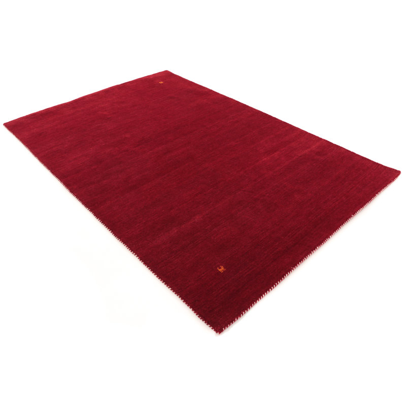Handwoven Wool Gabbeh Uni Red Rug, Rectangle 160 x 230cm