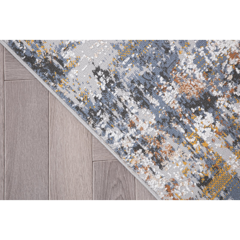 Tapis bleu / beige / ocre Darin, Tapis de couloir 1 pi 8 po x 5 pi 11 po