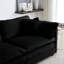 Couchette de salon 2 en chenille noire - rembourrée en bois massif avec rembourrage en éponge haute et confortable