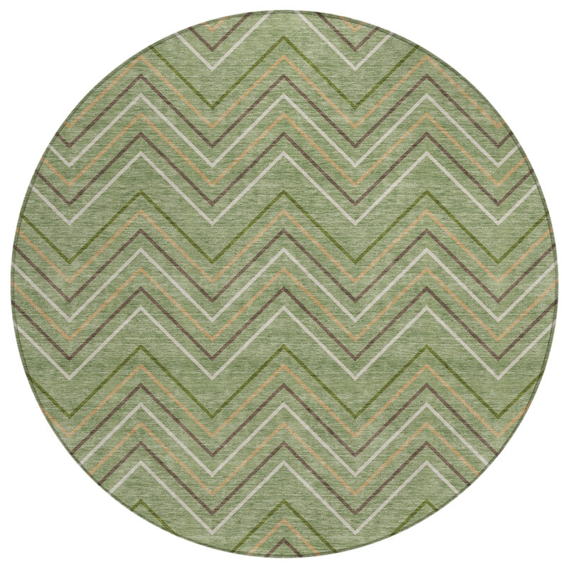 Machine Washable Indoor/Outdoor Chantille ACN2391 Geometric Rug, Round 8'