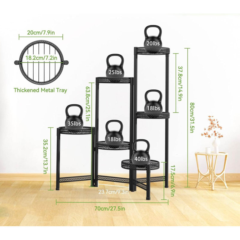Plant Stand, Black Carved