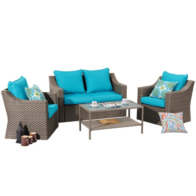Hehir 4 - Person Patio Conversation Set with Cushions