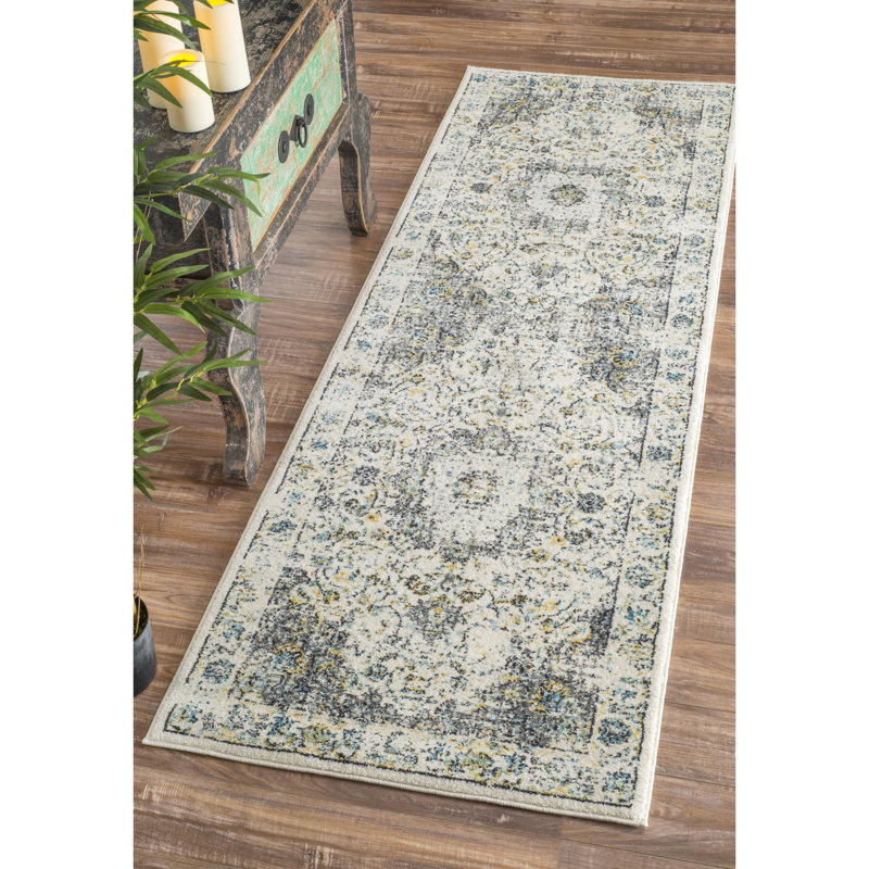 Julieann Power Loom Performance Oriental Gray/Charcoal Rug, Square 8'