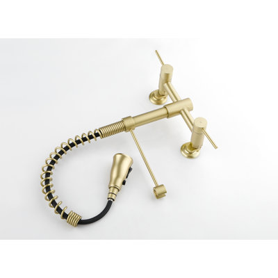 Robinet de cuisine à 3 fonctions or brossé - tête de jet coulissante, sorties de jet, buse rotative à 360 °, poignées à levier doubles, fonctions de surface antirouille, jet, options de sortie d'eau, précision