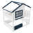 Full Size Loft Bunk Bed With Bookshelf, House-Shaped Design & Safety Rails For Kids,White & Blue-805426019-805426022