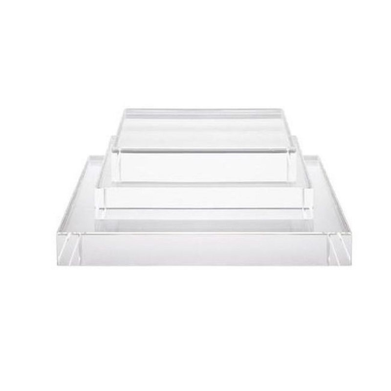 Lily's Living 8"W Square Transparent Glass Crystal Base, Home Accent Art Décor, 1" H x 10" W x 10" D