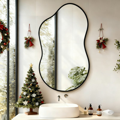 Asymmetrical Metal Framed Wall Mirror