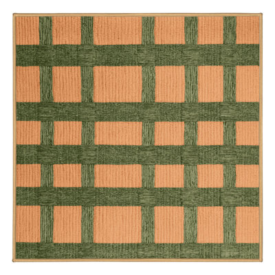 Tapis brun à carreaux lavable à la machine