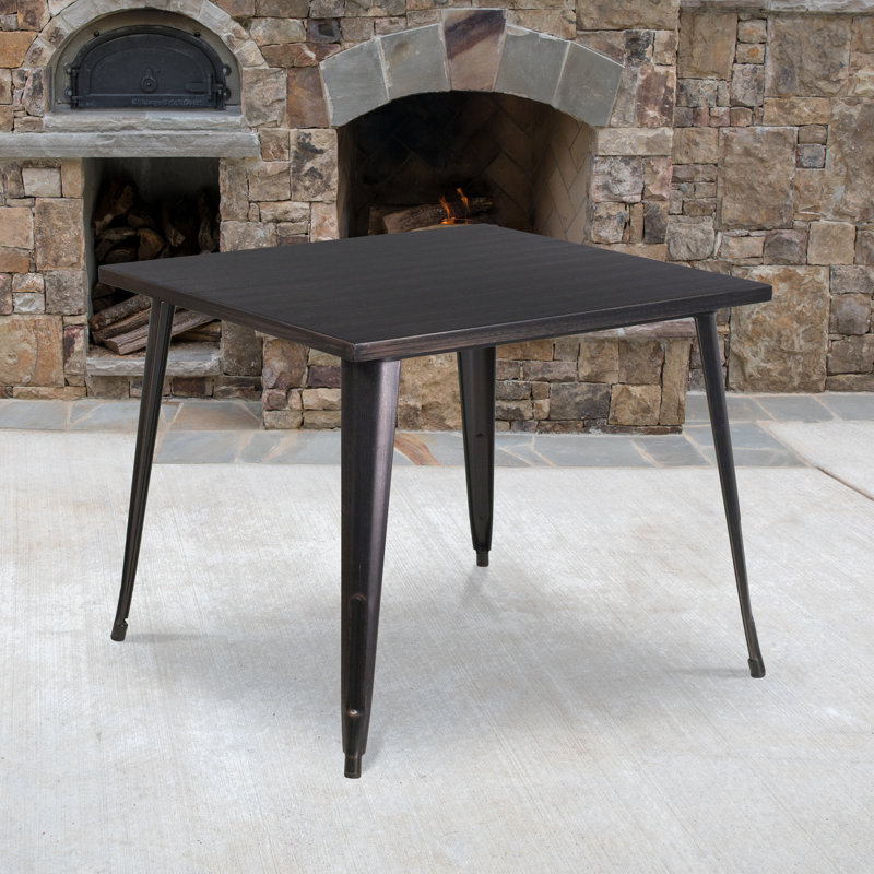Table carrée intérieure / extérieure Angeleca, Noir / Doré antique, l 35,5 po x L 35,5 po x H 29,75 po