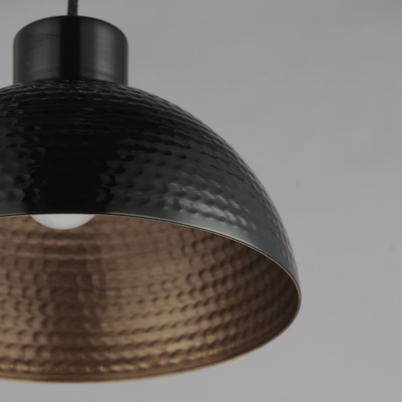 Karmine 1 - Light Black Single Pendant, 7.25" H x 10" W x 10" D, Antique Copper/Black