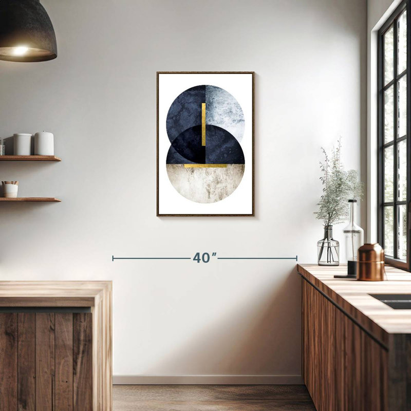 Bleu marine foncé, Floating Frame Walnut, 21 po x 31 po