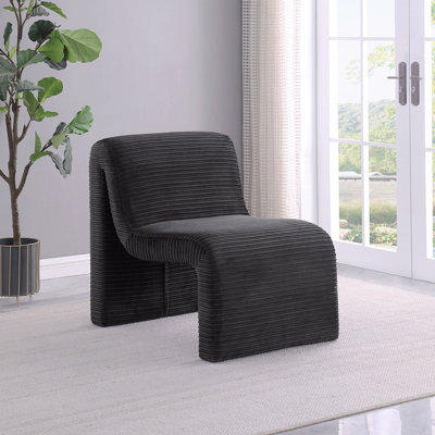 Fauteuil d'appoint incurvé sans accoudoirs en tissu noir
