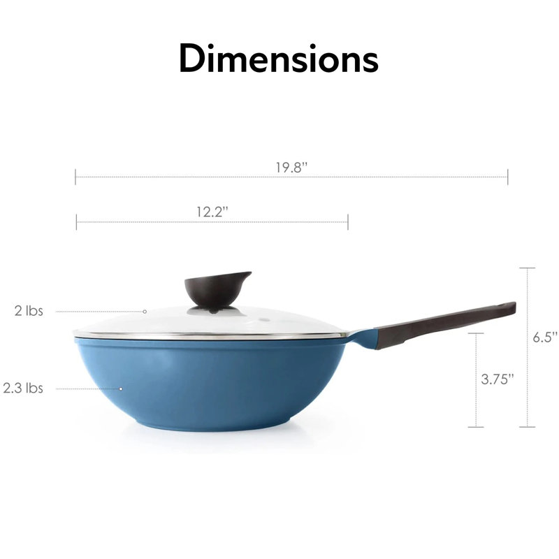Neoflam Eela Non Stick 12'' Chef's Wok with Glass Lid, Deep Blue