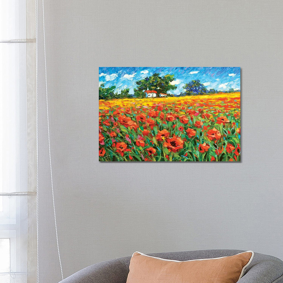 Mohnblumennachmittag von Dmitry Spiros - Giclée auf Leinwand ohne Rahmen