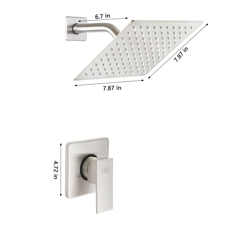 Ensemble de robinet de douche noir mat, système de douche de pluie pour salle de bain avec pomme de douche en métal en acier inoxydable, ensemble de garniture de douche à fonction unique avec valve brute