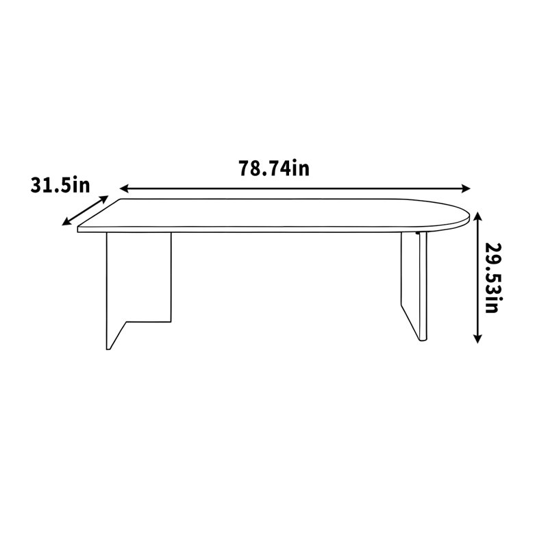 Bureau personnel avec comptoir en granit noir semi-circulaire, H 29,53 po x l 78,74 po x P 31,5 po