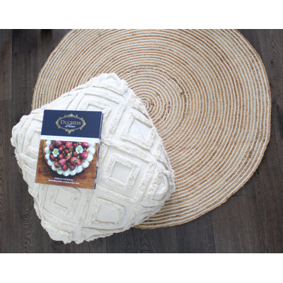 Tapis ivoire naturel rond en jute