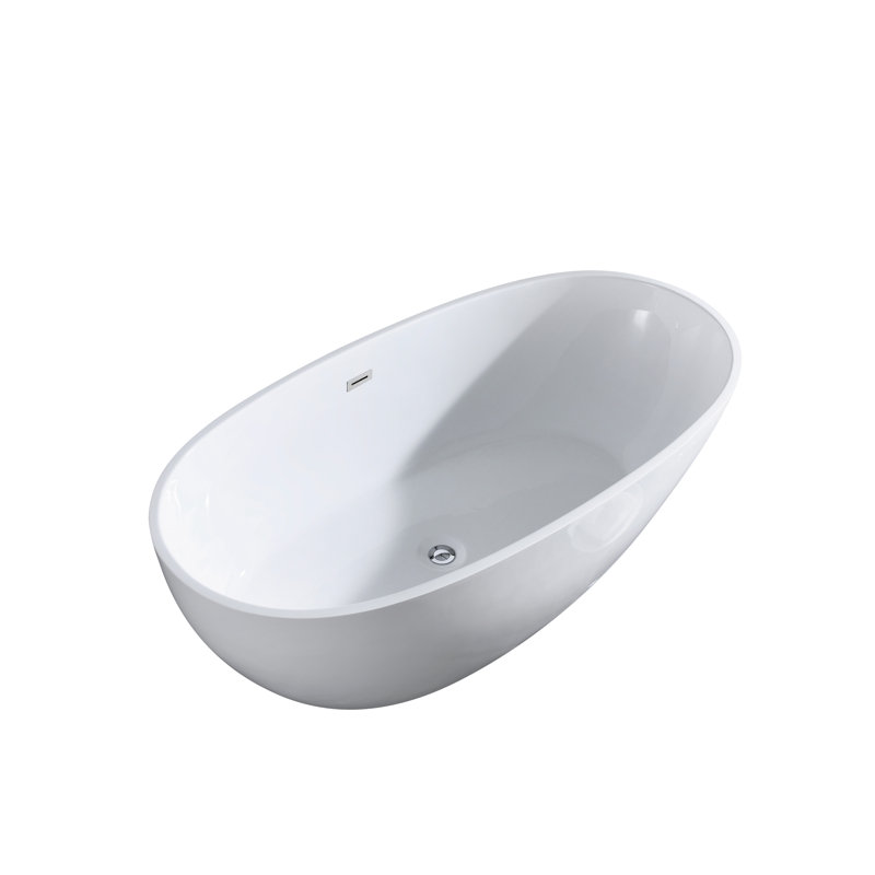 Ponoka 67'' x 34'' Freestanding Soaking Acrylic Bathtub, White