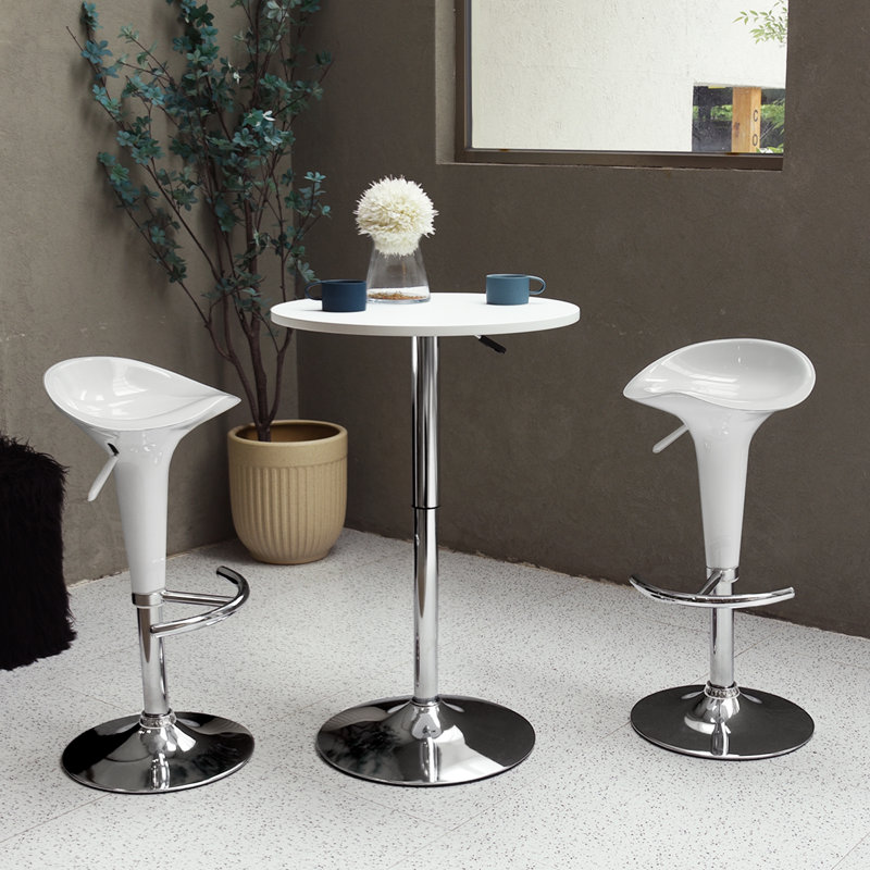 Hazleton Swivel Adjustable Height Bar Stool, White