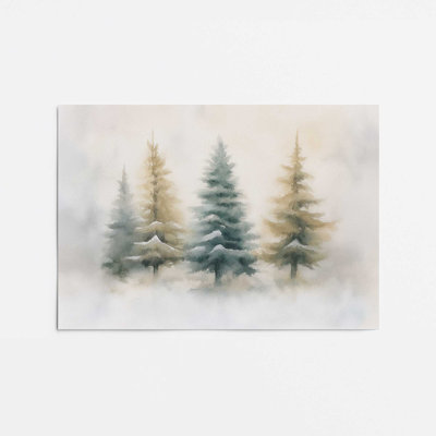 Snowlit Pines Art Print