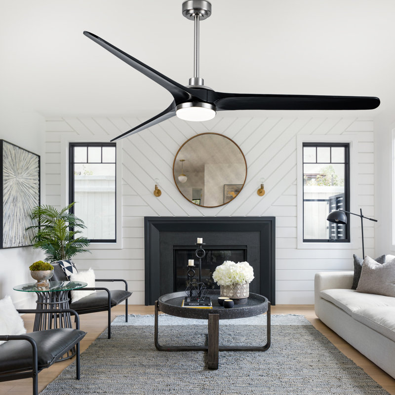 Ventilateur de plafond 72 po à 3 pales de 72 po avec ensemble d'éclairage et télécommande, ventilateur de plafond 6 vitesses