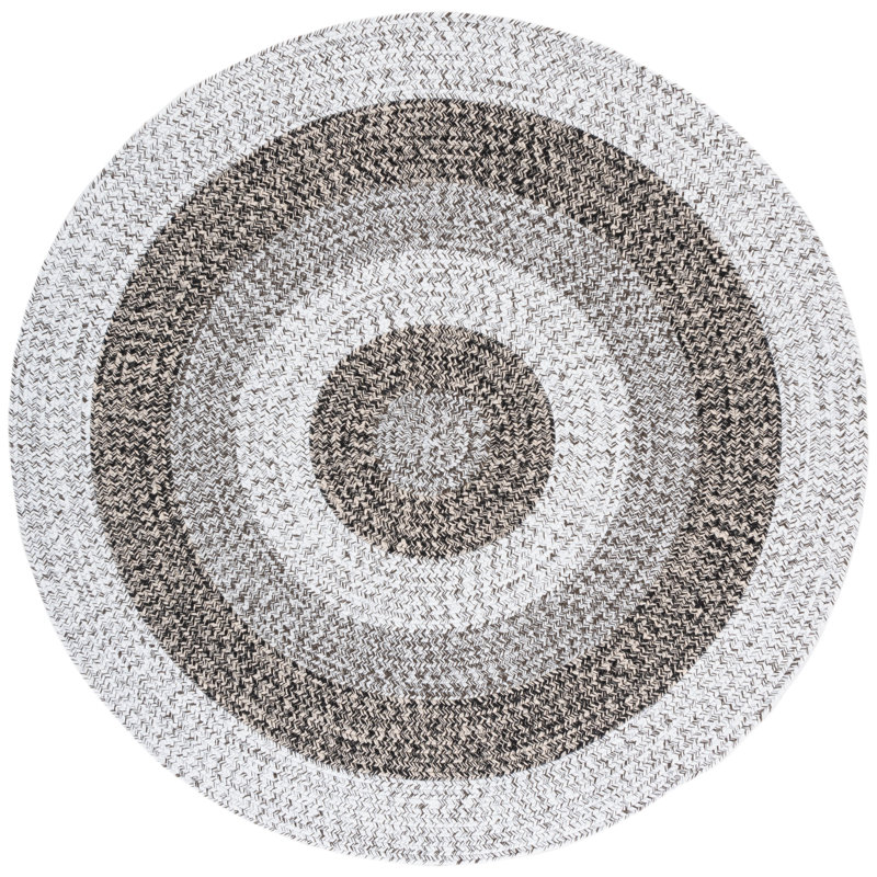 Burgan Woven Performance Machine Washable Performance Chevron Indoor/Outdoor Area Rug, Round 5'