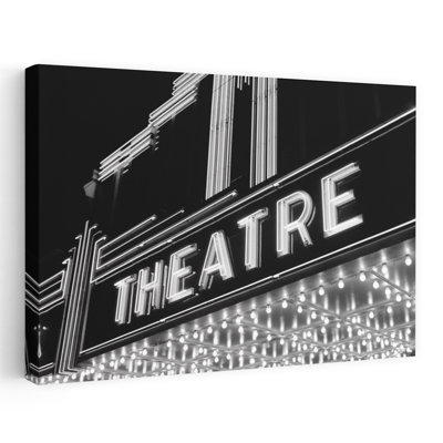 1930S 1940S Theater Marquee Theatre In Neon Lights Classic Retro Vintage Urban Architecture Art