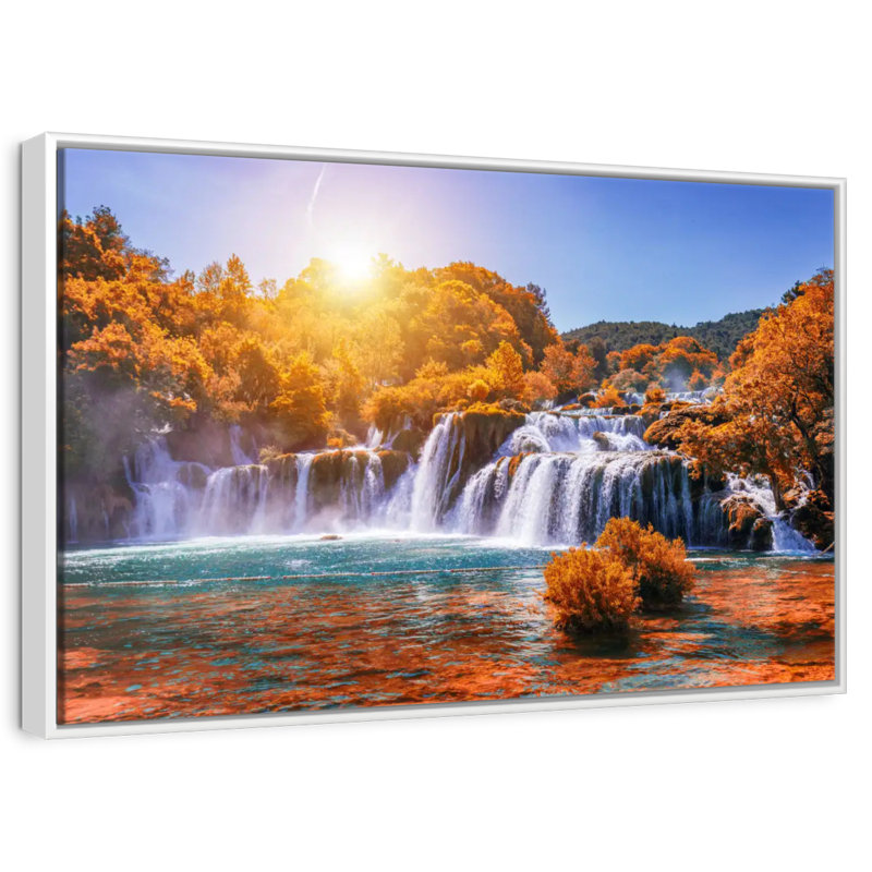Chute d'eau du parc national de Krka, Cadre flottant blanc, 37 po x 25 po