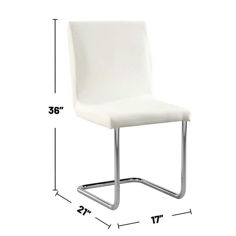 2Pcs White Padded Dining Chairs With L-Shape Legs, Simple 2 Chairs, Modern Style