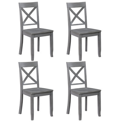 Bronxton 17" Wide Wooden Dining Chairs With Cross-Back Design(Set Of 4)
