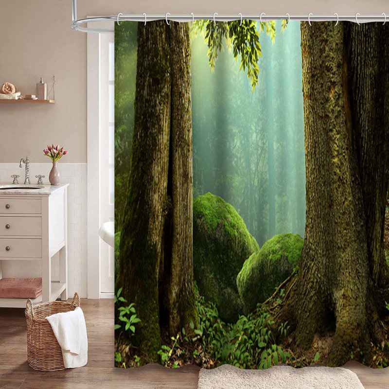 Rideau de douche à 12 crochets Forest Forest, L 72 po x l 78 po