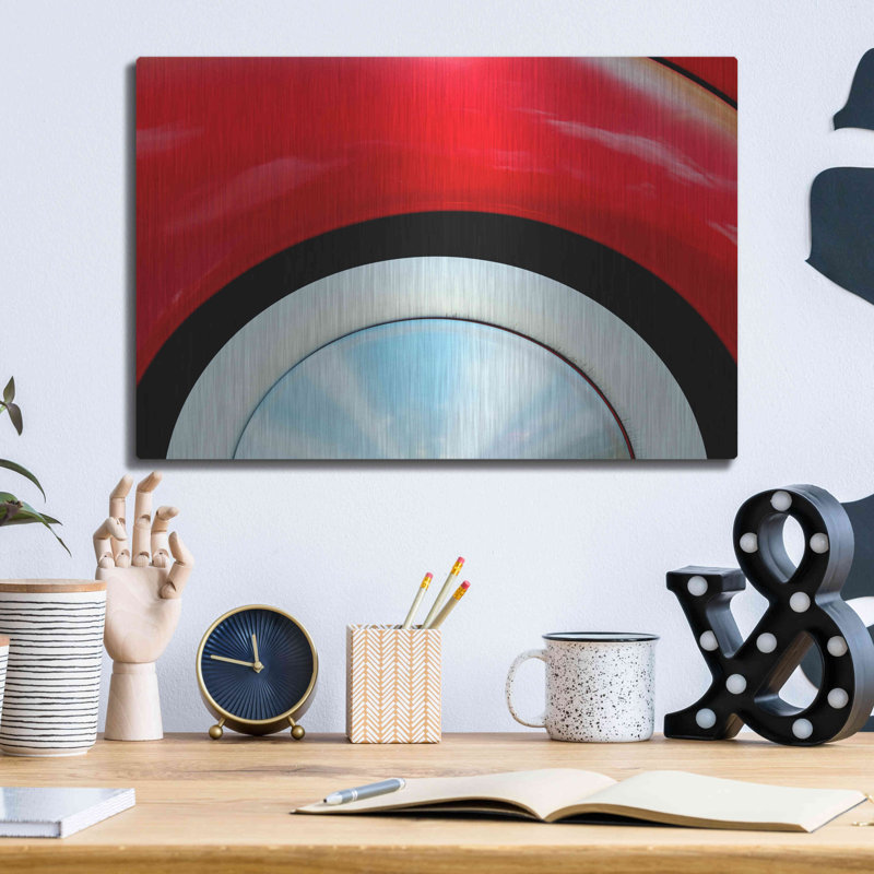 Orren Ellis «39 roue et garde-boue» par Clive Branson, art mural en métal, H 12 po x l 16 po