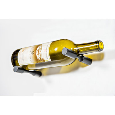 Atilla 1-Bottle Wall Mounted Wine Peg in Matte Black (Wood Install Only)